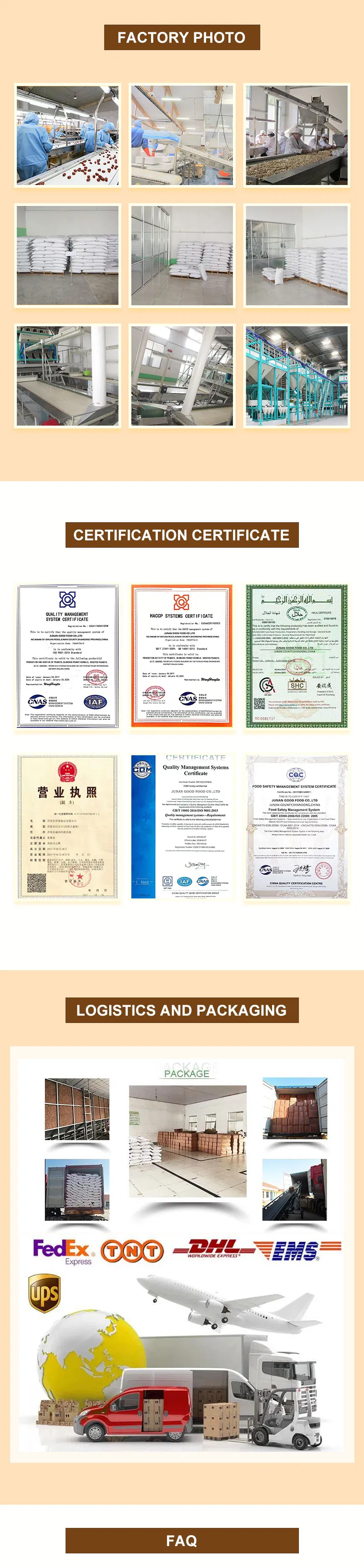 Customized New Crop Chinese Long Type Groundnut Packing Roasted Blanched Peanut Kernel