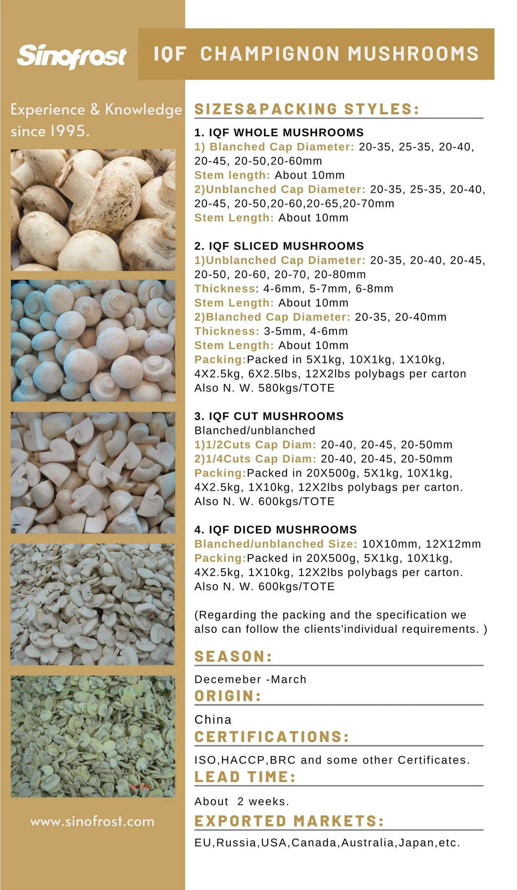 IQF Shiitake Slices,Frozen Shiitakes Whole,IQF Lotus Root Slices,Frozen Lotus Roots Cuts,IQF Shiitake Cuts,IQF Water Chestnut Dices,Frozen Whole Water Chestnuts