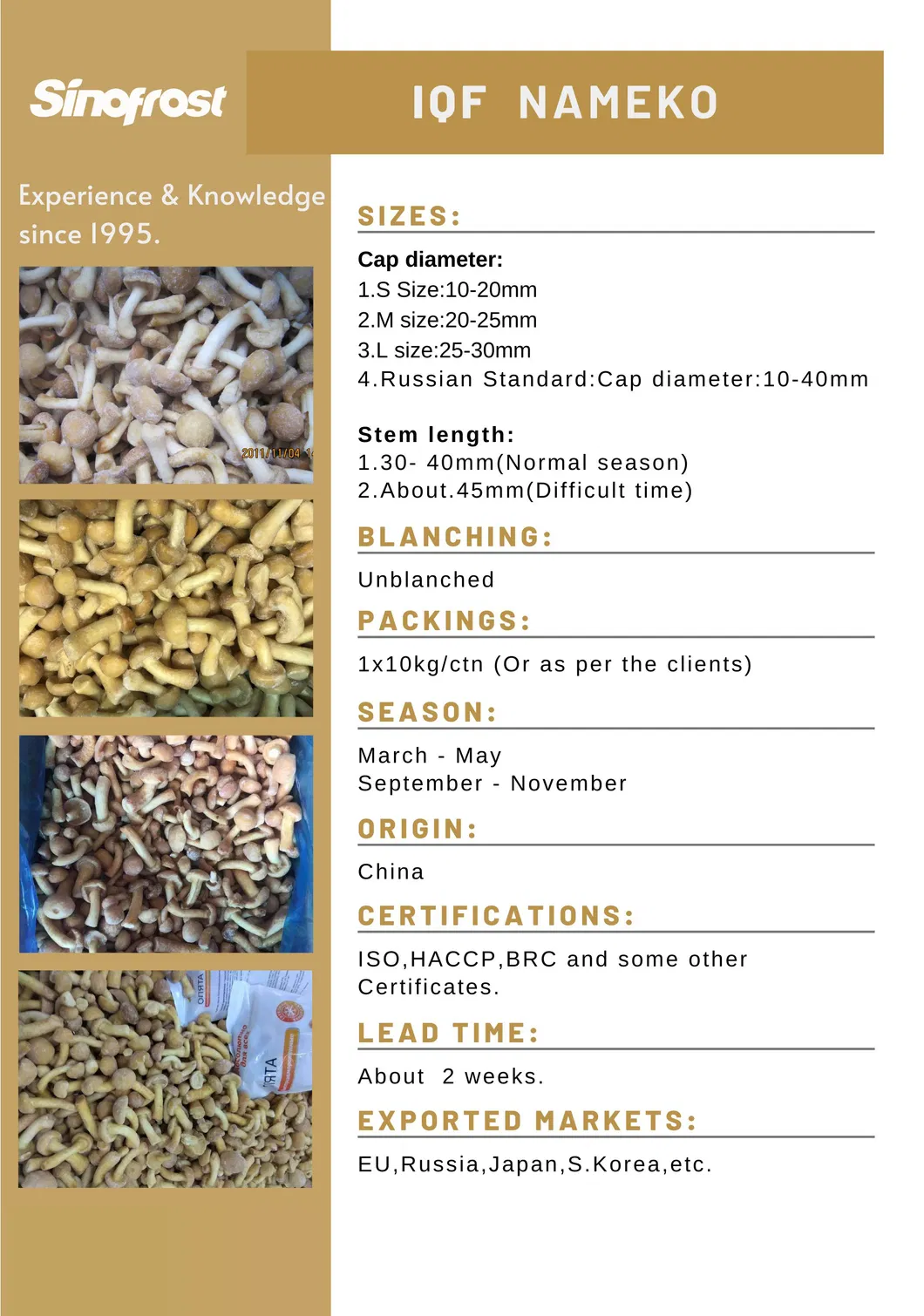 IQF Shiitake Slices,Frozen Shiitakes Whole,IQF Lotus Root Slices,Frozen Lotus Roots Cuts,IQF Shiitake Cuts,IQF Water Chestnut Dices,Frozen Whole Water Chestnuts