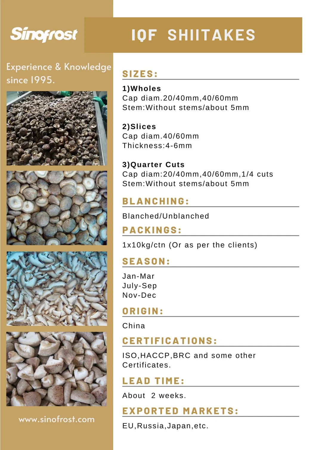 IQF Shiitake Slices,Frozen Shiitakes Whole,IQF Lotus Root Slices,Frozen Lotus Roots Cuts,IQF Shiitake Cuts,IQF Water Chestnut Dices,Frozen Whole Water Chestnuts