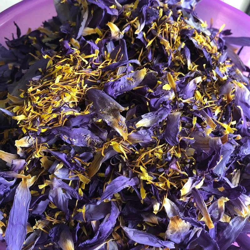 LAN Lian Hua Dry Flower Tea Nymphaea Caerulea Blue Lotus Petals with Stamens