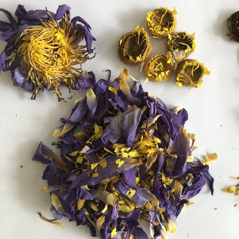 LAN Lian Hua Dry Flower Tea Nymphaea Caerulea Blue Lotus Petals with Stamens